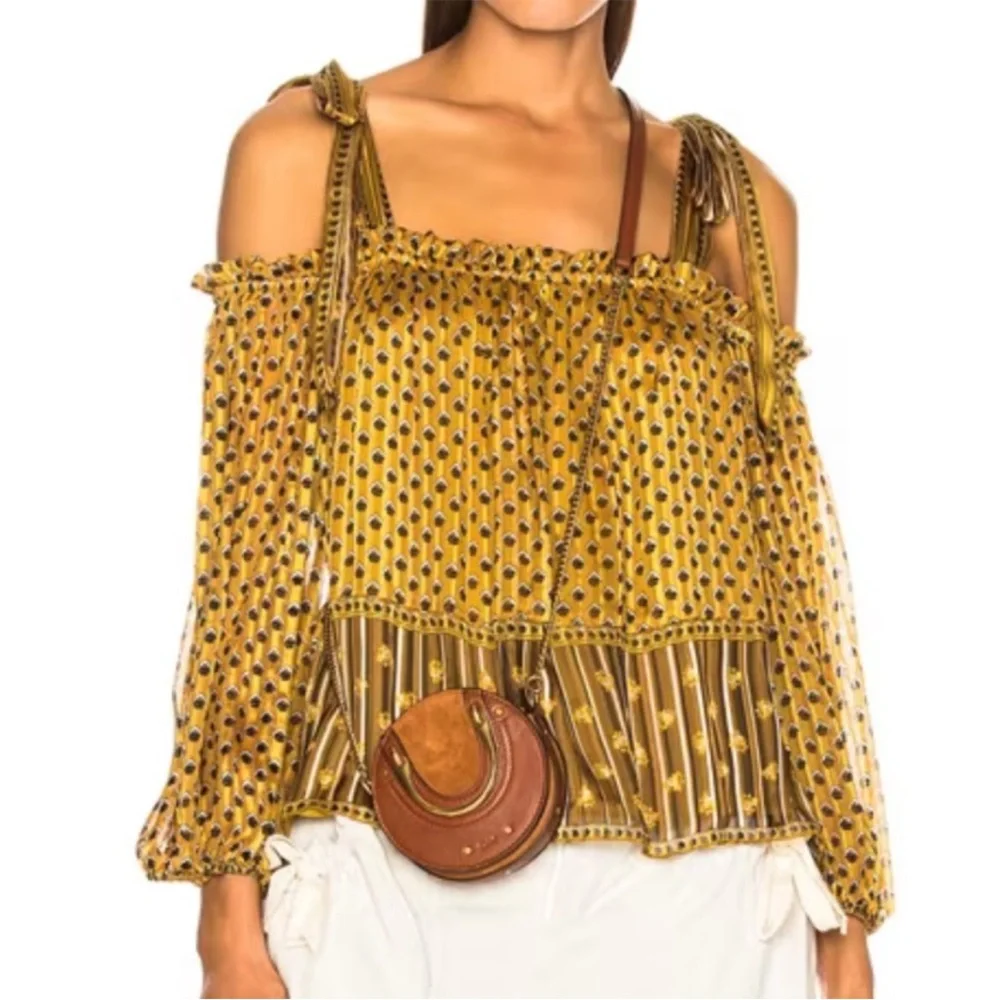 ULLA JOHNSON Clement Cold Shoulder Top - Picture 1 of 11